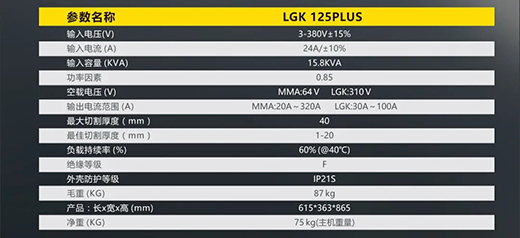 恒峰g22LGK125PLUS等离子切割机参数